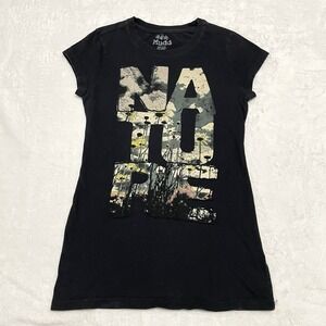 Vintage Mudd Nature Black T-Shirt Women's Size Medium Retro‎